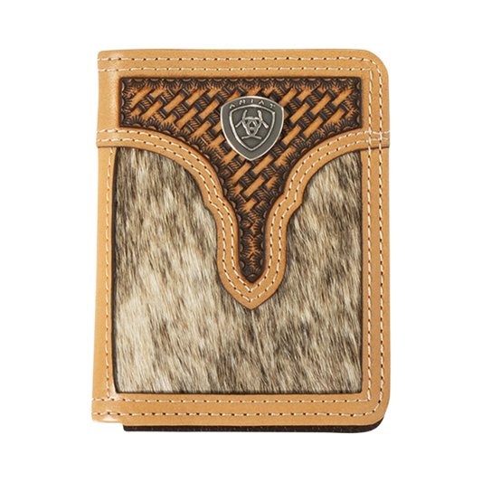 ARIAT BIFOLD CALF HAIR BASKT WEAVE NATURAL