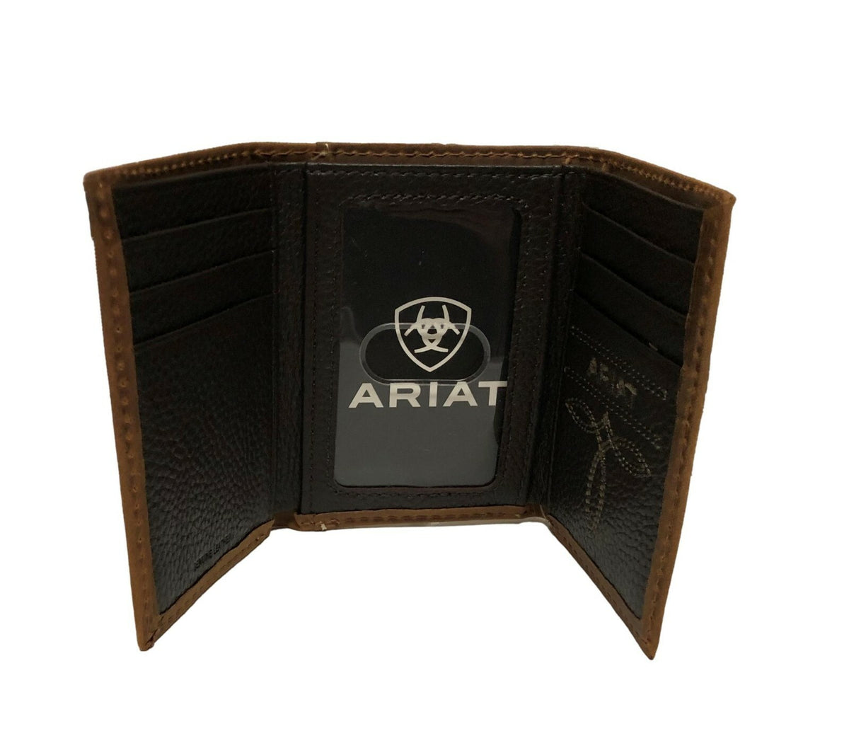 ARIAT TRIFOLD VERTICAL DEBOSSED MEDIUM BROWN