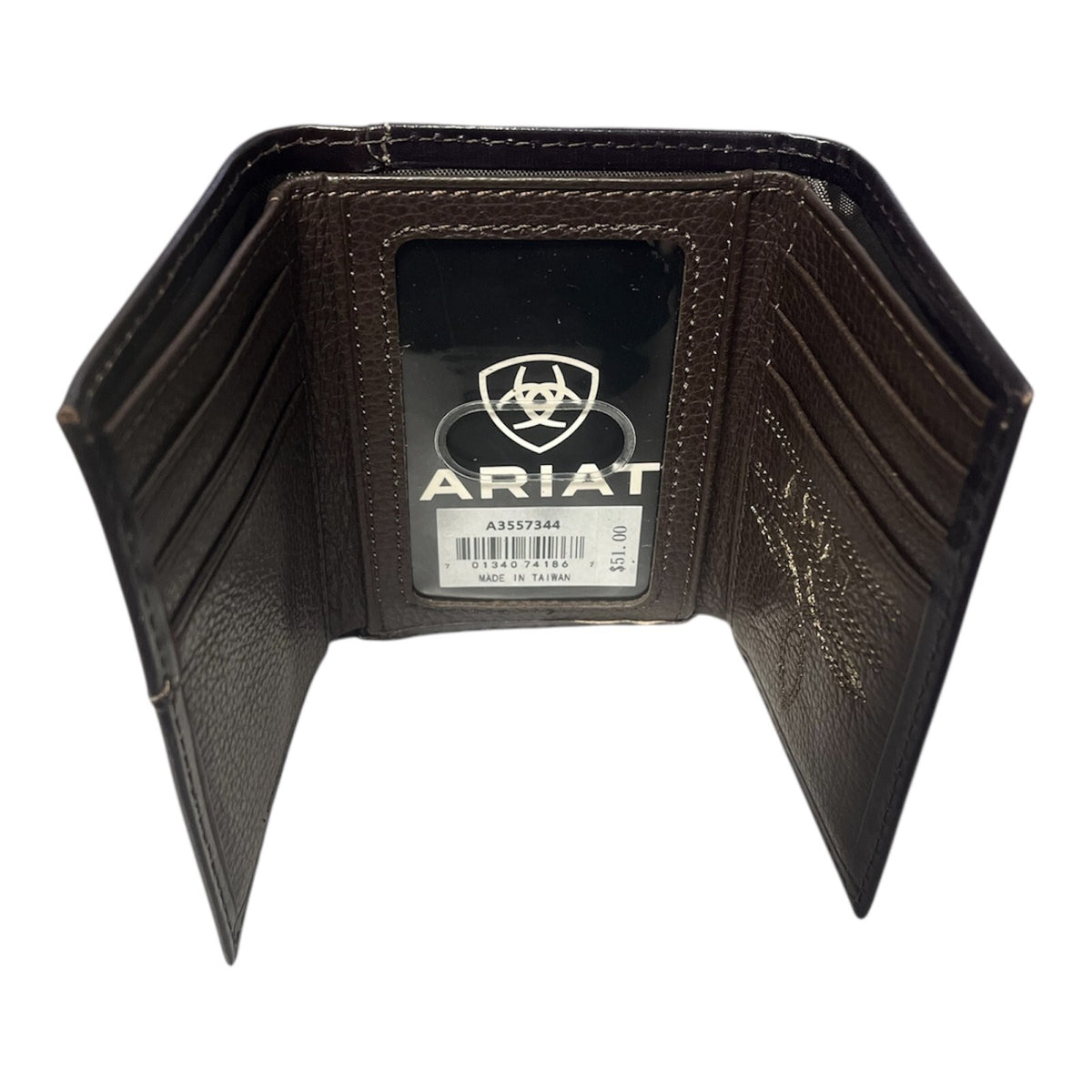ARIAT TRIFOLD CROSS FLORAL FILIGREE MEDIUM BROWN