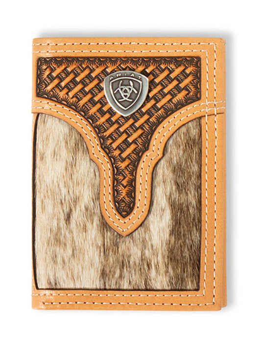 ARIAT TRIFOLD CALF HAIR BASKET WEAVE NATURAL