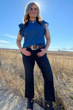 BABYDOLL TOP DENIM - DARK WASH