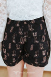 BOOTS PRINTED CONCHO BUTTON ELASTIC WAISTBAND SHORTS