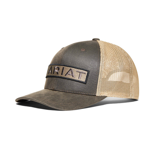 ARIAT MENS LONG SHIELD LOGO PATCH TRUCKER CAP