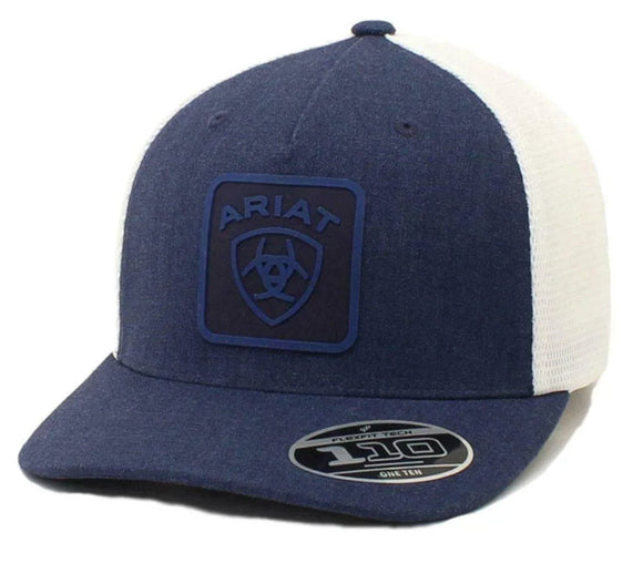 ARIAT MENS FLEX FIT 110 SNAPBACK DENIM BLUE TRUCKER CAP