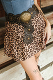 BROWN LEOPARD PRINTED RUFFLE BUBBLE SKIRT W SHORT LINING