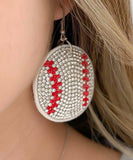 STEALING HOME BASEBALL CRYSTAL SUEDE EARRINGS