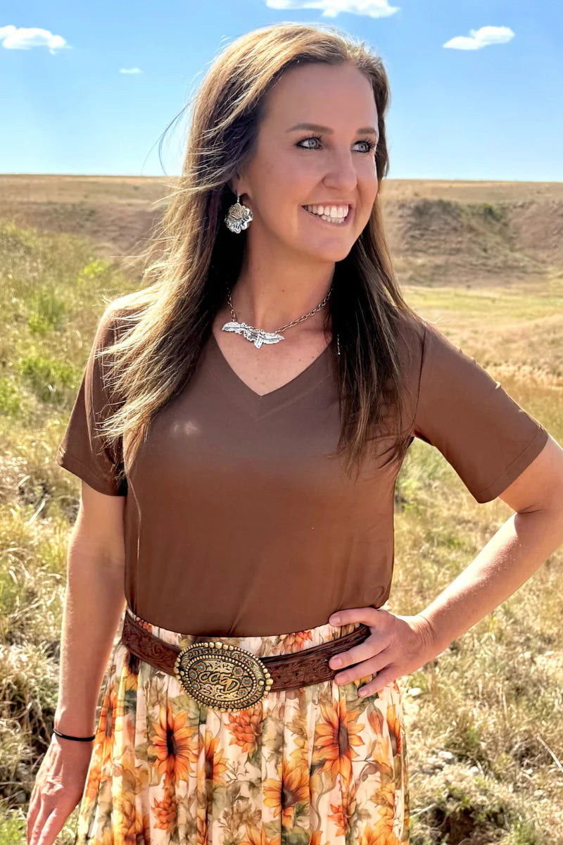 SIMPLE STERLING BROWN TOP