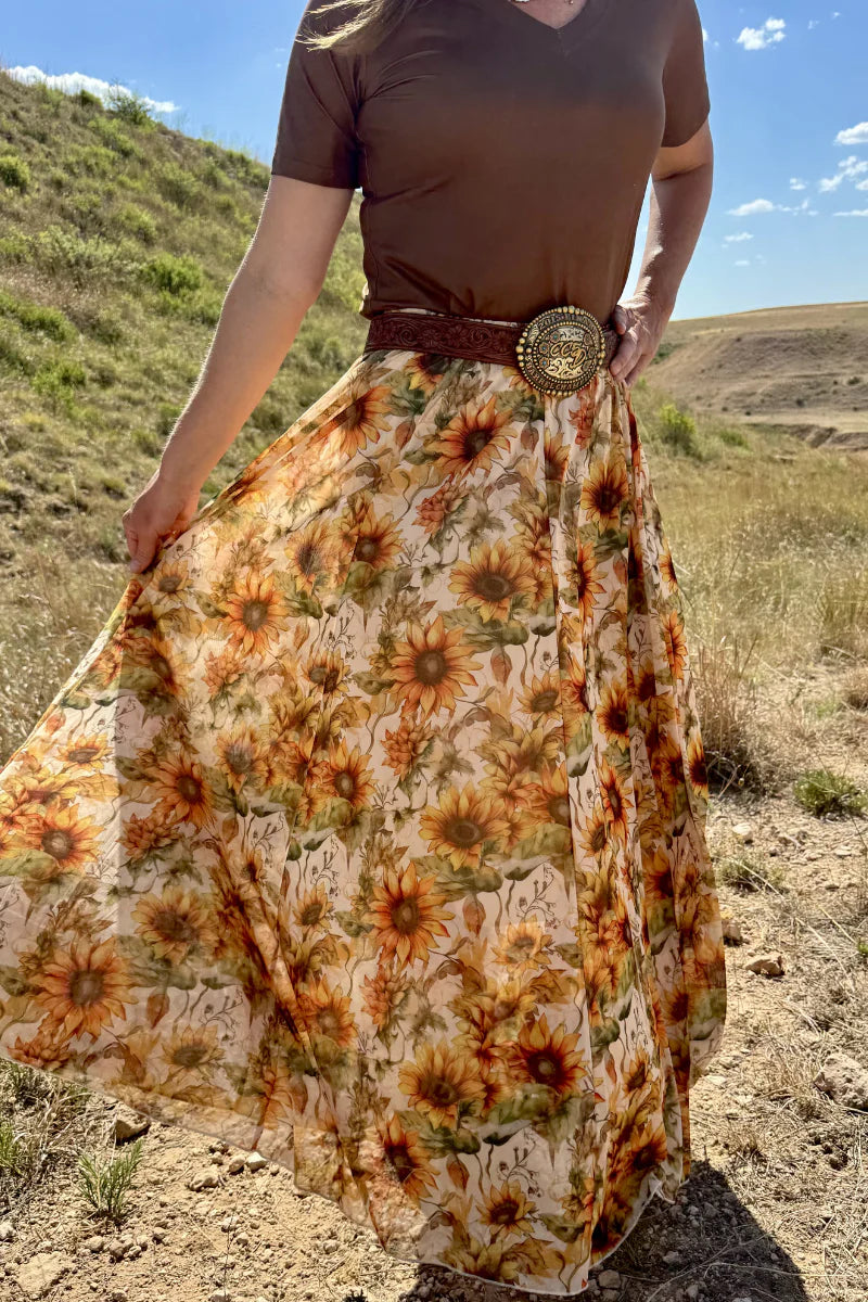 GOLDEN SUNFLOWER MAXI SKIRT