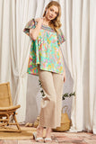 EMBROIDERY PRINTED DOLMAN SLEEVE PONCHO TOP - MULTI COLOR