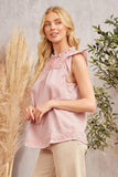 FLUTTER SLEEVES EMBROIDERY TOP - MAUVE