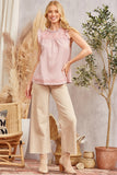 FLUTTER SLEEVES EMBROIDERY TOP - MAUVE