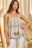 SLEEVELESS STRIPED EMBROIDERY TOP - IVORY MULTI