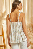 SLEEVELESS STRIPED EMBROIDERY TOP - IVORY MULTI