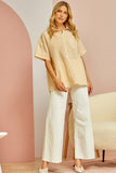 STRIPE GINGHM BUTTON DOWN TOP - MARIGOLD