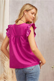 FLORAL PRINT TUNIC EMBROIDERY TOP - MAGENTA