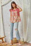 TUNIC FLORAL EMBROIDERY TOP - IVORY PINK