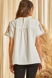TUNIC FLORAL GEOMETRIC EMBROIDERY TOP - IVORY