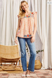 BABYDOLL SILHOUETTE EMBROIDERY TOP - APRICOT