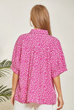 FLORAL PRINT COLAR NECK TOP - PINK