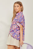 FLUTTER SLEEVES PRINTED TOP - VIOLET