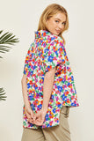 COLLAR NECK FLORAL PRINT BUTTON UP TOP - IVORY MULTI
