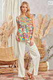 BABYDOLL FLORAL PRINTED EMBROIDERY BLOUSE TOP - MULTI COLOR