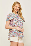 FLUTTER SLEEVE PRINTED TOP - IVORY MULTI