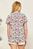FLUTTER SLEEVE PRINTED TOP - IVORY MULTI