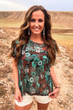 TATTOOS IN TURQUOISE MESH TOP