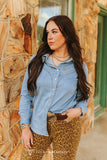 STRETCH ARROW & COLLAR TIP WESTERN PEARL SNAP SHIRT - DENIM