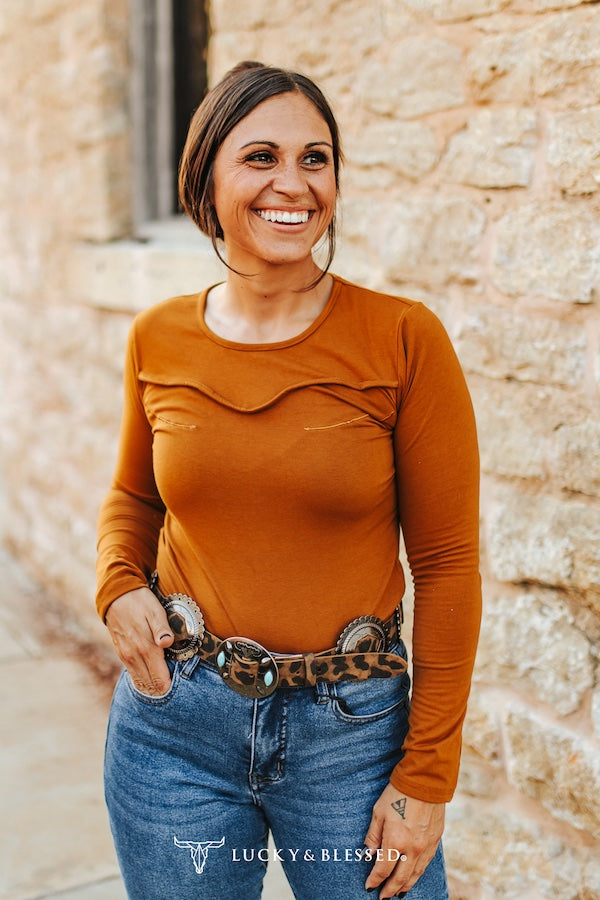 WESTERN ARROWS CAMEL YOKE DETAIL TOP