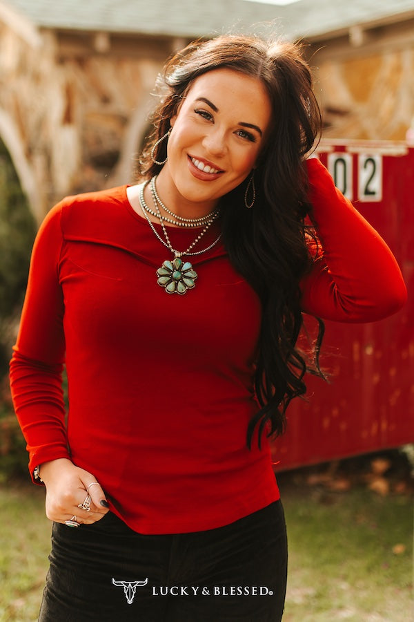 WESTERN ARROWS RED YOKE DETAIL TOP