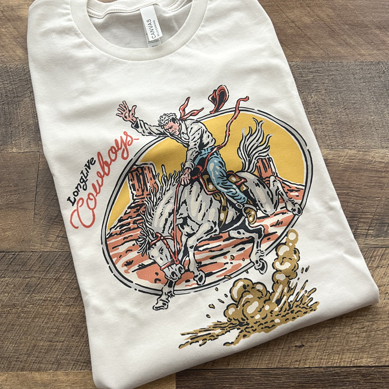 WESTERN LONG LIVE COWBOYS GRAPHIC TEE - VINTAGE WHITE