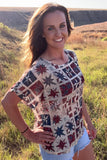 PATCHWORK PATRIOT MESH TOP