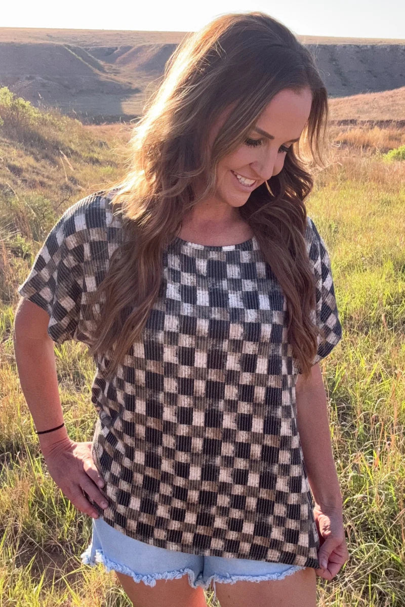 DUSTY CHECK TOP