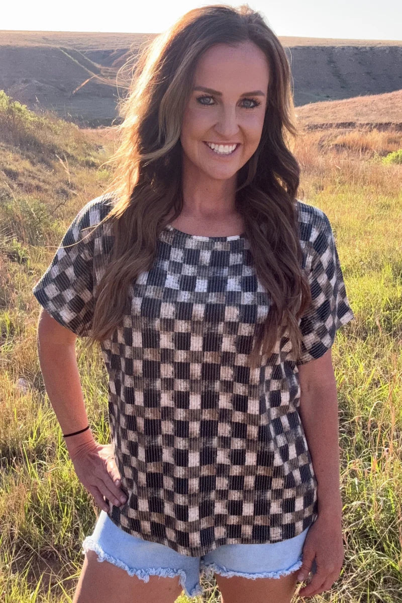 DUSTY CHECK TOP