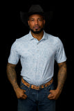FERRELL MEN'S THE MICRO CARSON PEARL SNAP POLO - LIGHT BLUE