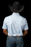 FERRELL MEN'S THE MICRO CARSON PEARL SNAP POLO - LIGHT BLUE