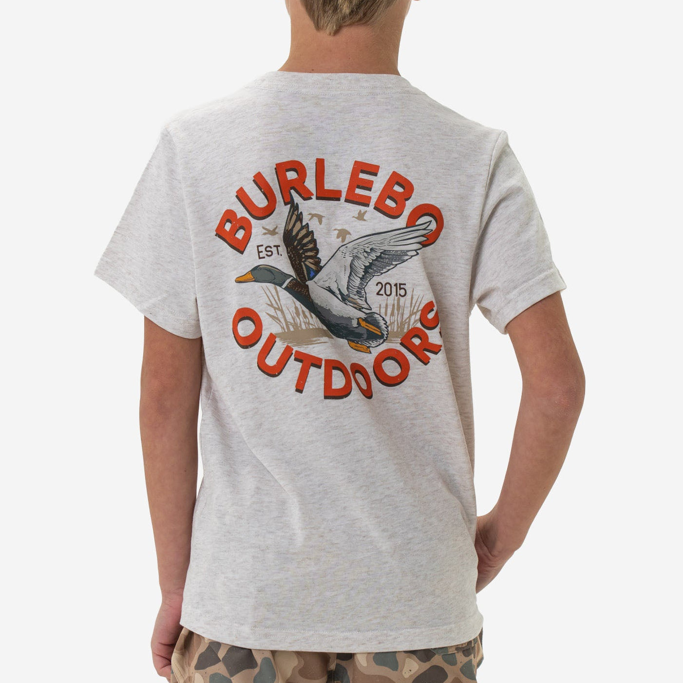 BURLEBO YOUTH SHORT SLEEVE TEE - OLD SCHOOL DUCK HUNT - HEATHER OATMEAL