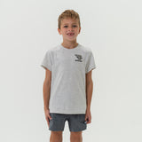 BURLEBO YOUTH SHORT SLEEVE TEE - FLYING B CLASSIC DEER CAMO LOGO - ASH GREY