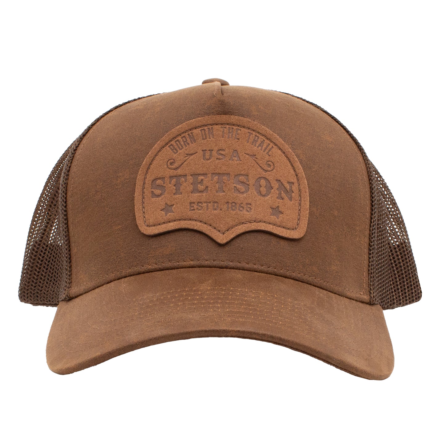 STETSON BORN ON THE TRAIL BROWN TRUCKER HAT