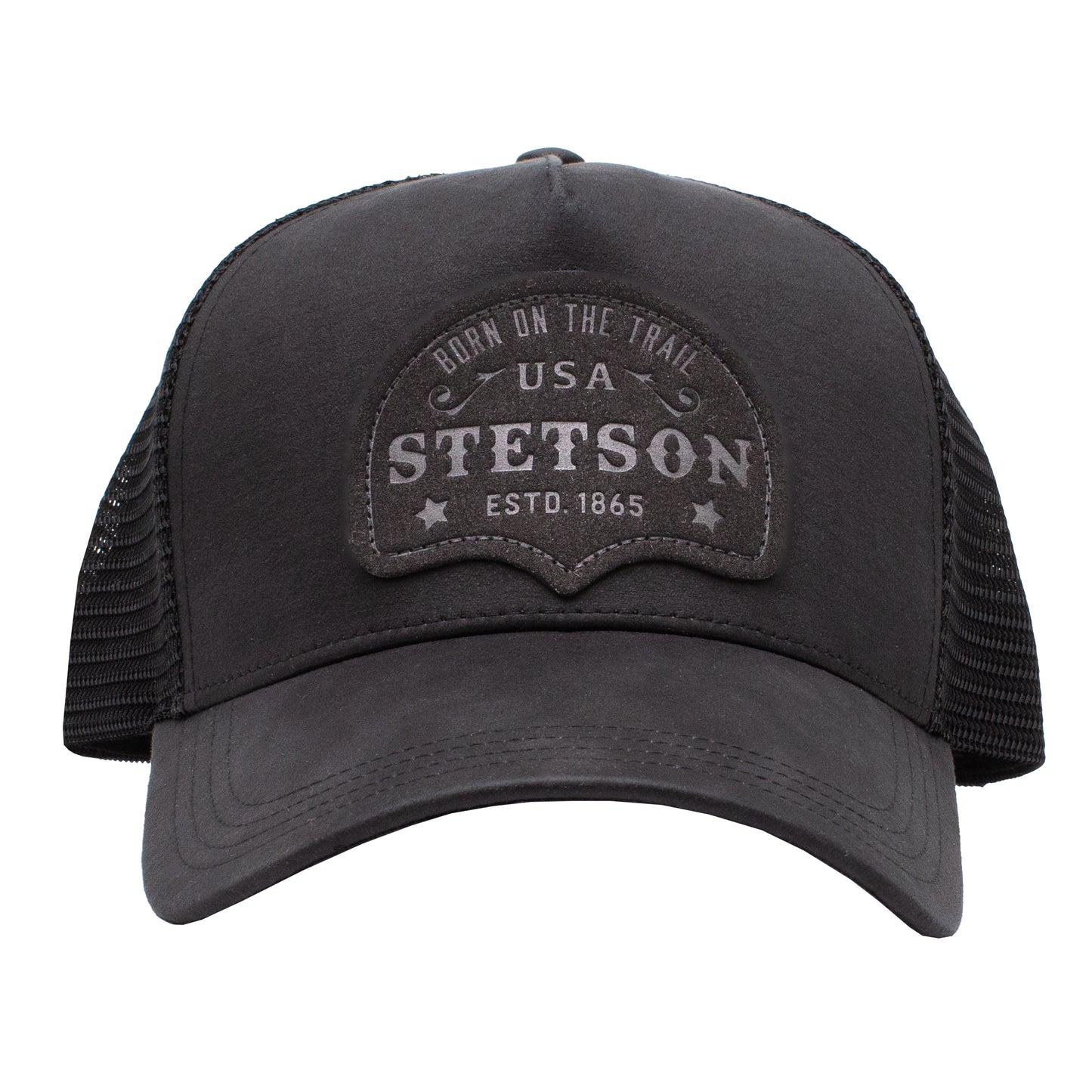 STETSON BORN ON THE TRAIL BLACK TRUCKER HAT