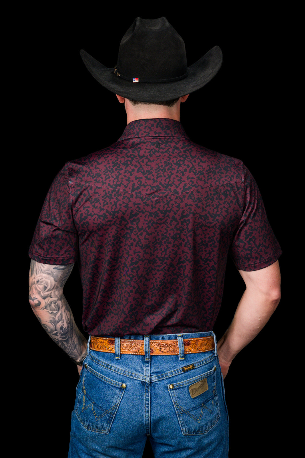 FERRELL MEN'S THE GRANT CAMO PEARL SNAP POLO - MAROON