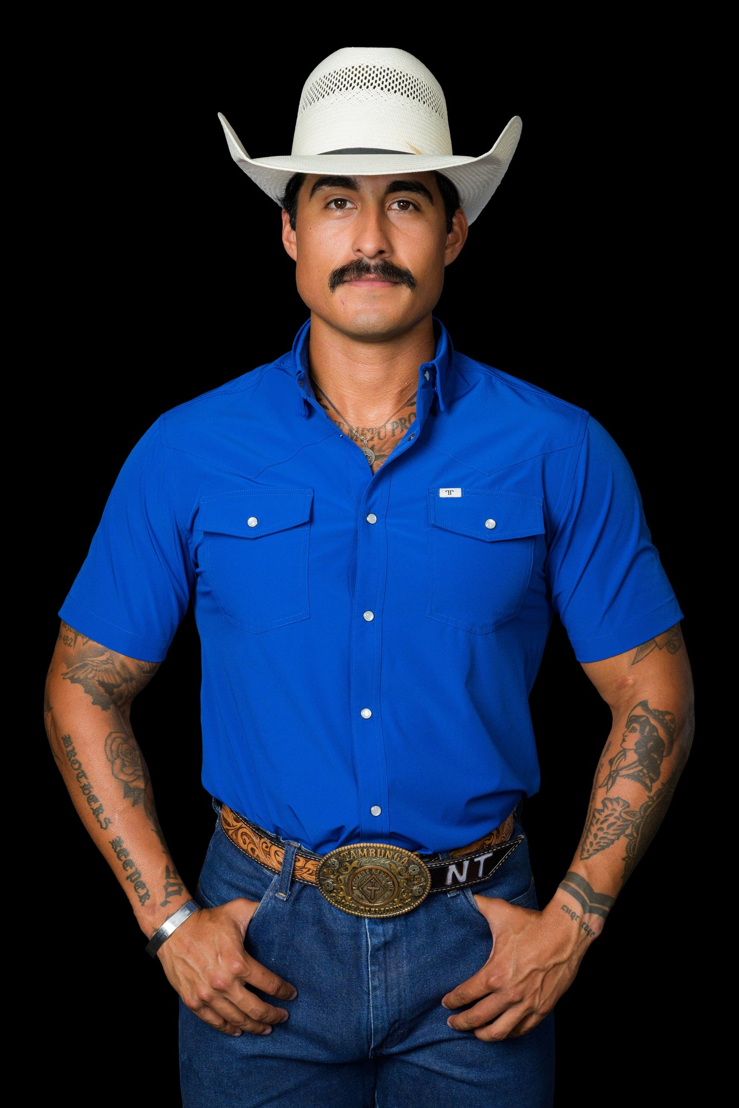 FERRELL MEN'S CORE COBALT BLUE- SHORT SLEEVE SNAP