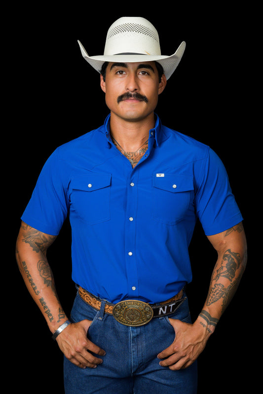FERRELL MEN'S CORE COBALT BLUE- SHORT SLEEVE SNAP