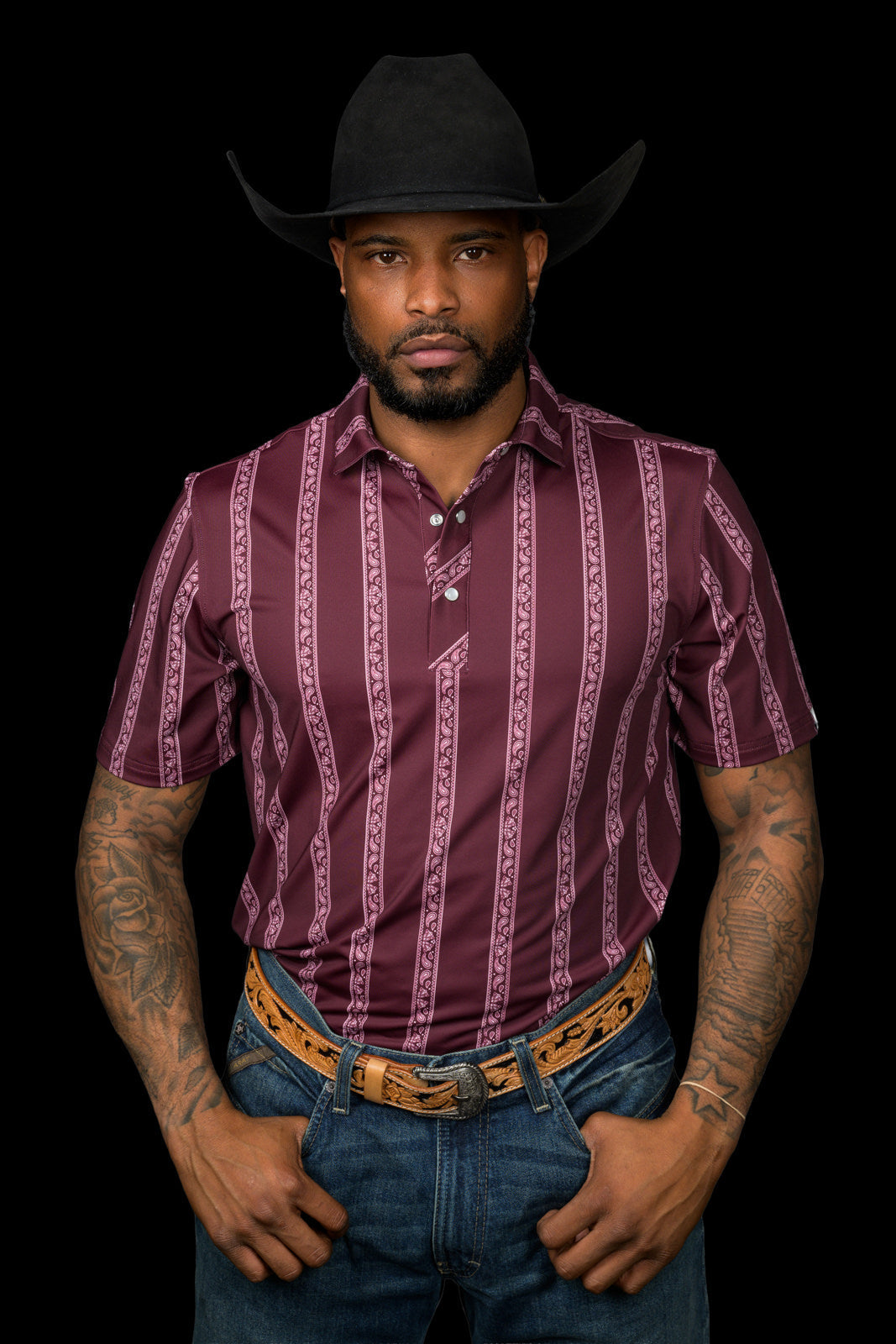 FERRELL MEN'S THE HAYS PEARL SNAP POLO - MAROON