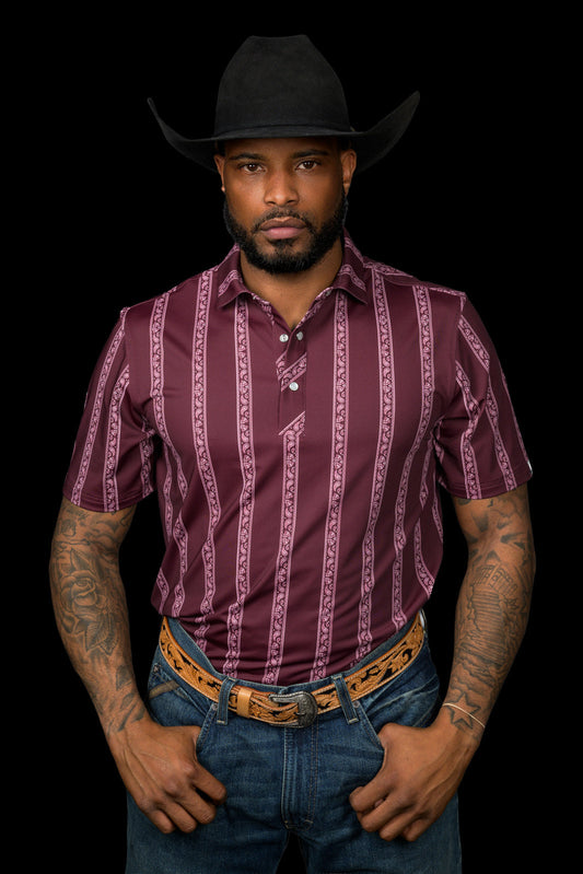 FERRELL MEN'S THE HAYS PEARL SNAP POLO - MAROON