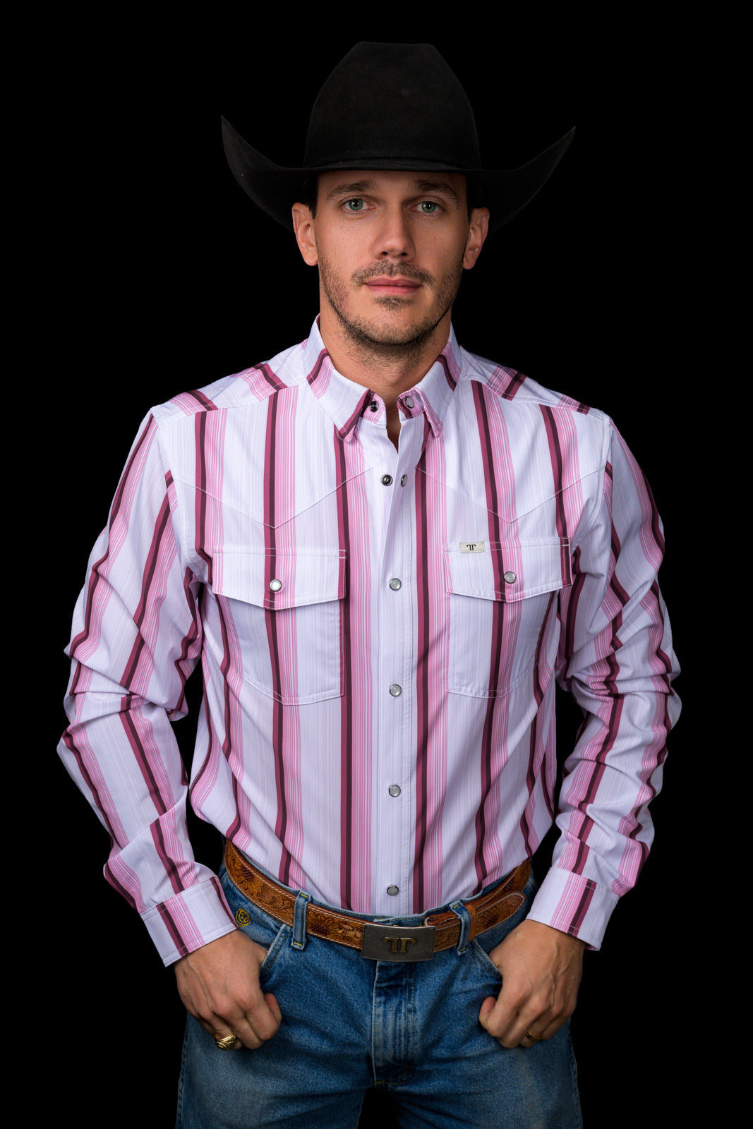 FERRELL MEN'S THE TRISTAN LONG SLEEVE PEARL SNAP - PINK