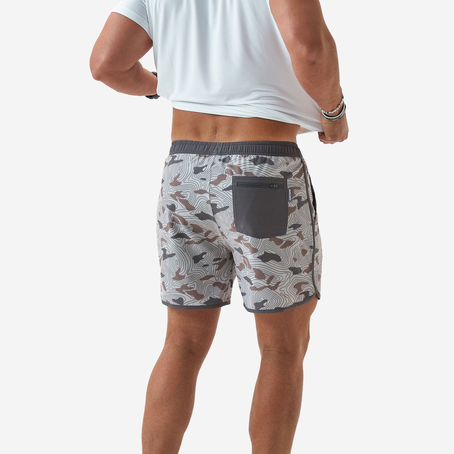 Burlebo Adult Swim Trunks - JUMBO TOPO DESERT CAMO