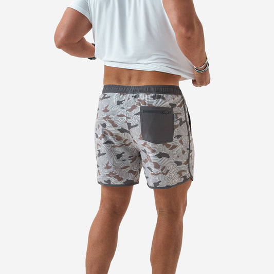 Burlebo Adult Swim Trunks - JUMBO TOPO DESERT CAMO